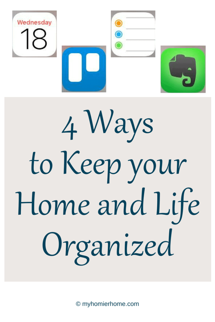 4 Ways to Keep your Home and Life Organized: Calendar, Reminders, Trello, Evernote