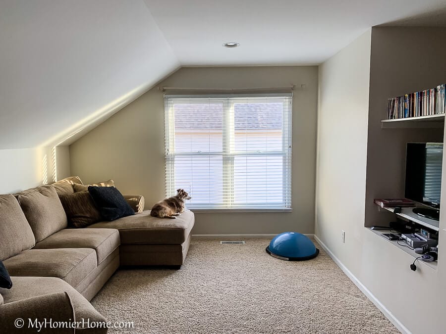 Bonus Room Makeover - Before-3 For Fall 2019's One Room Challenge, I'm completing our four-years-ignored bonus room! Currently this room is very lack luster, but check out my plans to make it into an all-ages fun and playful space.