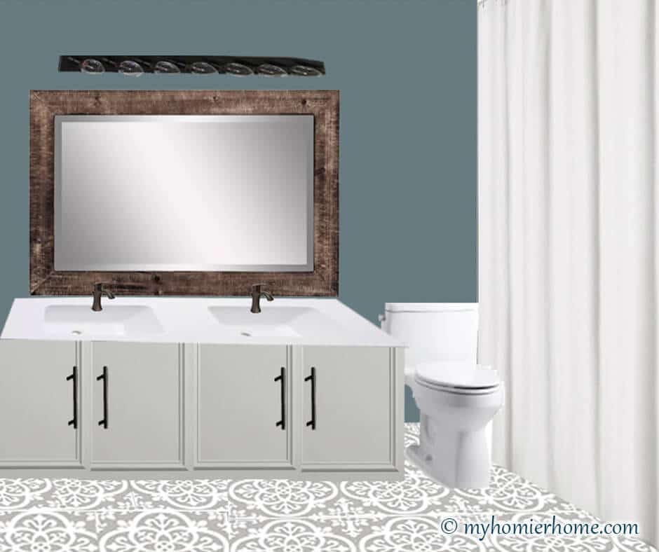 Wanna see my plan to update my 90s bathroom for $100? Come check out my guest bathroom mood board and before photos.