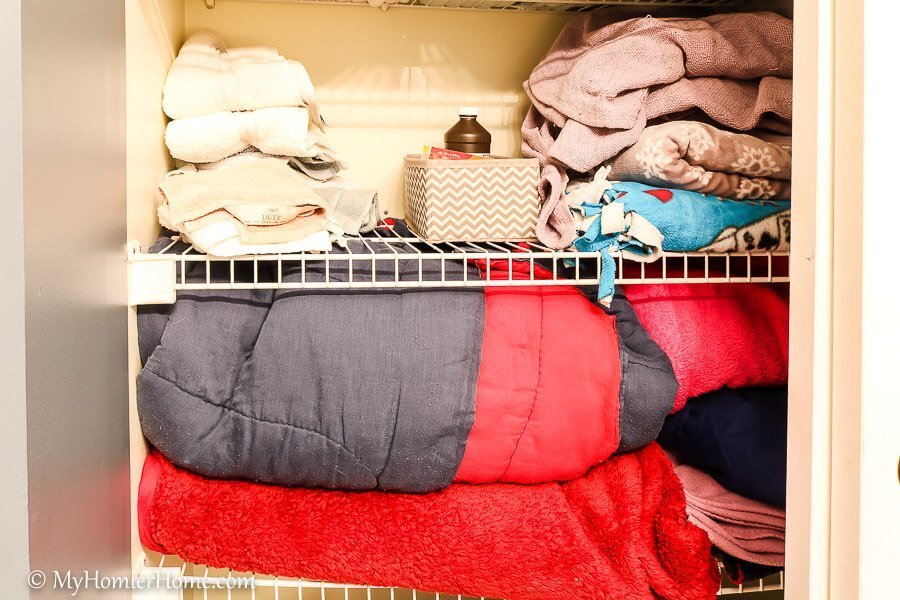 Things falling on you when you open your linen closet? Wondering what this stuff even is? Take back your closet by following my tips to get organized!