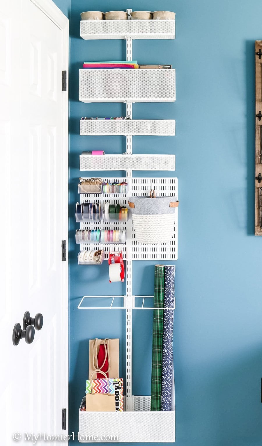 Home Office Craft Room-21 Looking for inspiration for your home office/craft room? My Home Office/Craft Room is complete! Come check out what I did in my final reveal, including a new light fixture, a statement ceiling, and all kinds of organization!