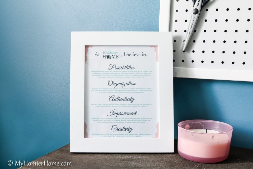 Home Office Craft Room-8 Looking for inspiration for your home office/craft room? My Home Office/Craft Room is complete! Come check out what I did in my final reveal, including a new light fixture, a statement ceiling, and all kinds of organization!
