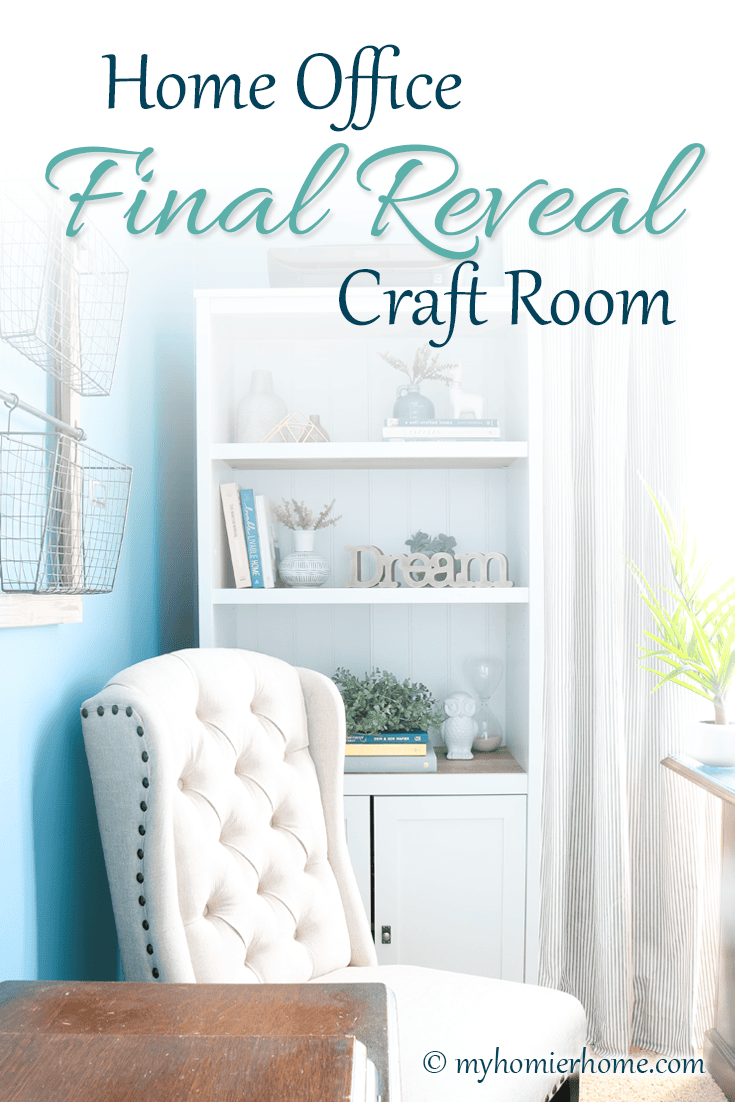 Home Office Craft Room Reveal Pinterest Looking for inspiration for your home office/craft room? Come check out what I did in my final reveal, including a new light fixture, a statement ceiling, and all kinds of organization!