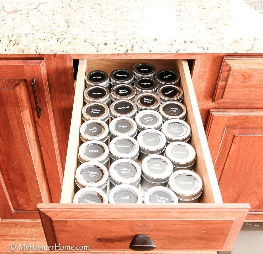 How to Organize Kitchen Cabinets-11 How to organize your kitchen cabinets using clear and simple strategies to tackle kitchen cabinet dysfunction without losing your mind. Spice drawer after