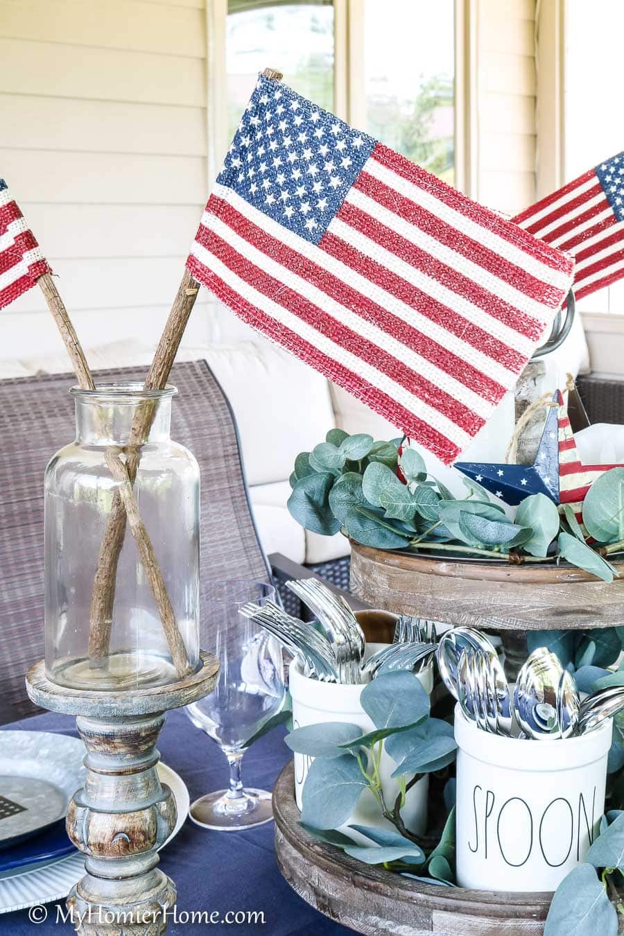 July 4th Tablescape-5 We love celebrating America, so if you are hosting a party or want some red, white, and blue vibes, check out my patriotic outdoor table decor!