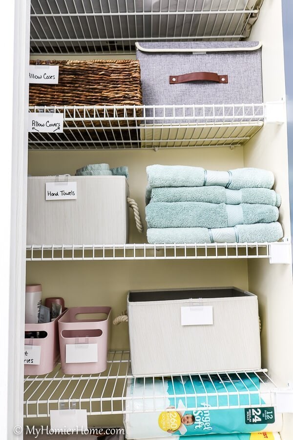 Linen Closet Organization-12 Things falling on you when you open your linen closet? Wondering what this stuff even is? Take back your closet by following my tips to get organized!