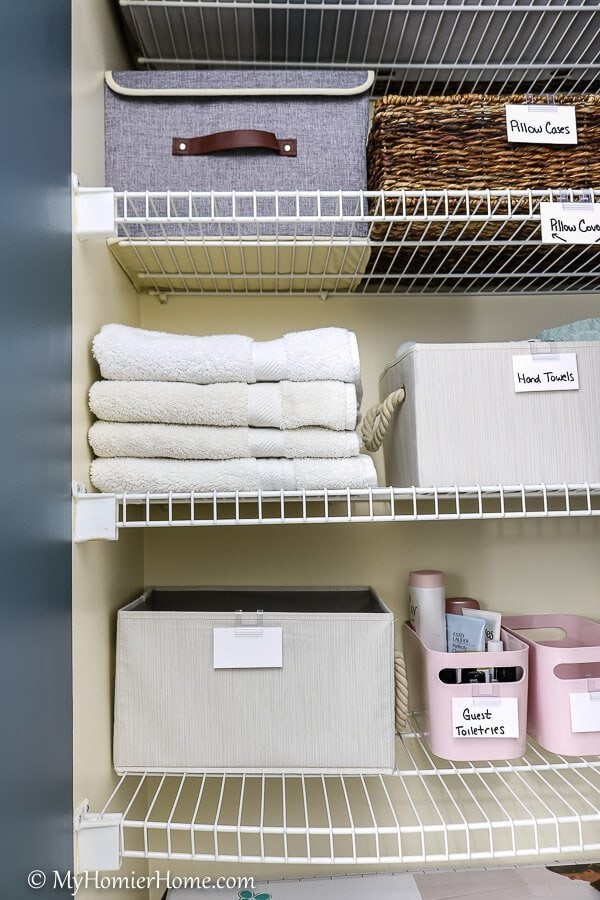 Linen Closet Organization-13 Things falling on you when you open your linen closet? Wondering what this stuff even is? Take back your closet by following my tips to get organized!