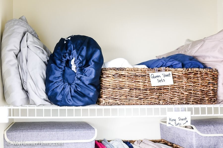 Linen Closet Organization-5 Things falling on you when you open your linen closet? Wondering what this stuff even is? Take back your closet by following my tips to get organized!