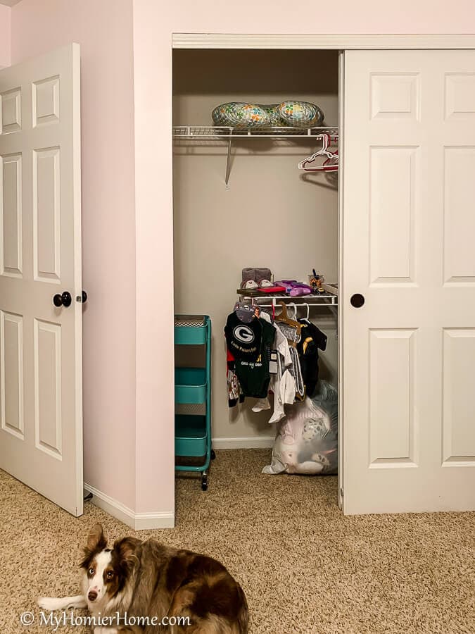 Nursery Closet Reveal - Before-3 From dysfunctional to beautiful open concept closet, come check out the before & afters of our nursery closet reveal including notes on how we did it!