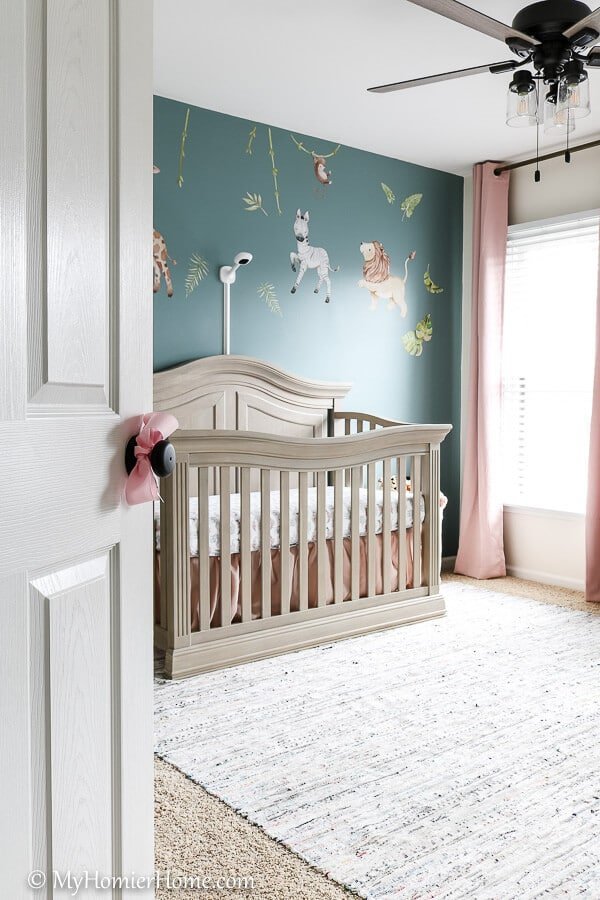 Nursery Reveal - After-2 Looking for nursery inspiration? Check out our serene, safari-themed baby girl nursery reveal! The colors are relaxing & inviting!