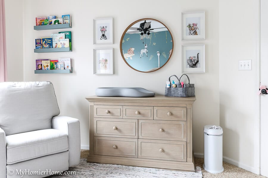 Nursery Reveal - After-7 Looking for nursery inspiration? Check out our serene, safari-themed baby girl nursery reveal! The colors are relaxing & inviting!