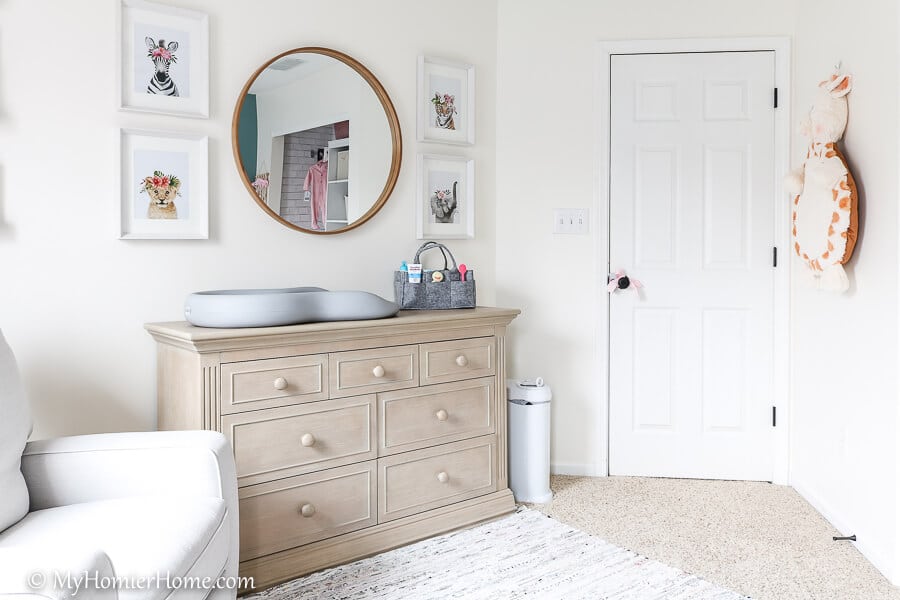 Nursery Reveal - After-8 Looking for nursery inspiration? Check out our serene, safari-themed baby girl nursery reveal! The colors are relaxing & inviting!