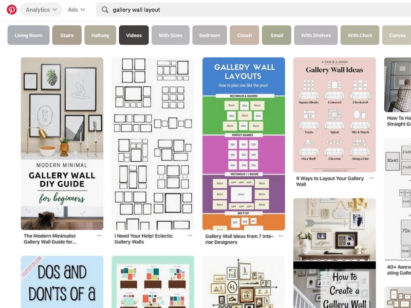 Pinterest_ create a gallery wall Looking to create the perfect gallery wall? These 7 steps will ensure you get it right the first time! One of the steps is brainstorming layouts on Pinterest.