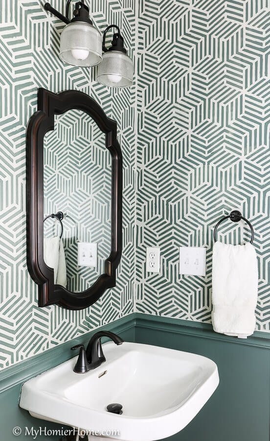 Small Bathroom Makeover FINAL REVEAL Check out how I transformed my 90s small bathroom into a modern masterpiece all for around $100!